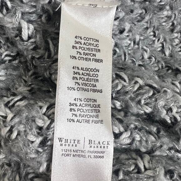 White House Black Market Womens Sweater L Gray Marled Knit V-Neck Pullover - Picture 5 of 6